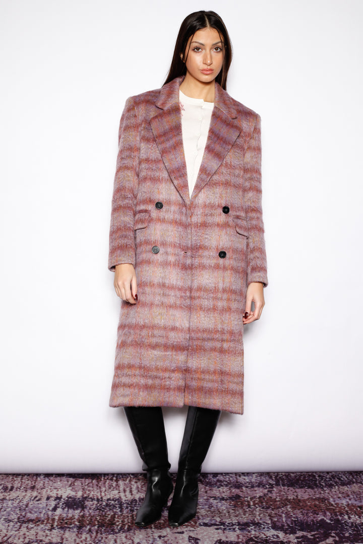 Heavy Wool Blush Red Plaid Coat