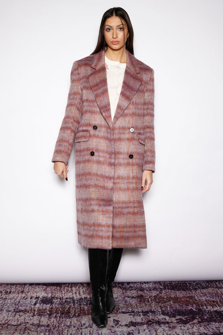 Heavy Wool Blush Red Plaid Coat