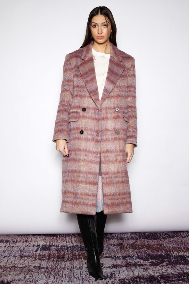 Heavy Wool Blush Red Plaid Coat