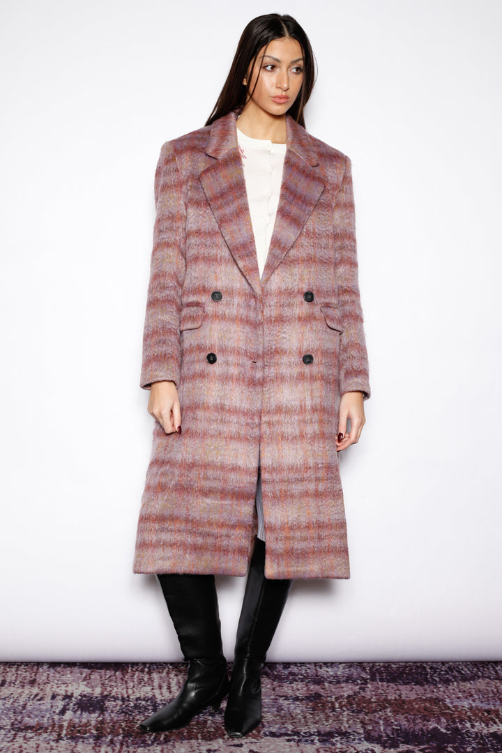 Heavy Wool Blush Red Plaid Coat