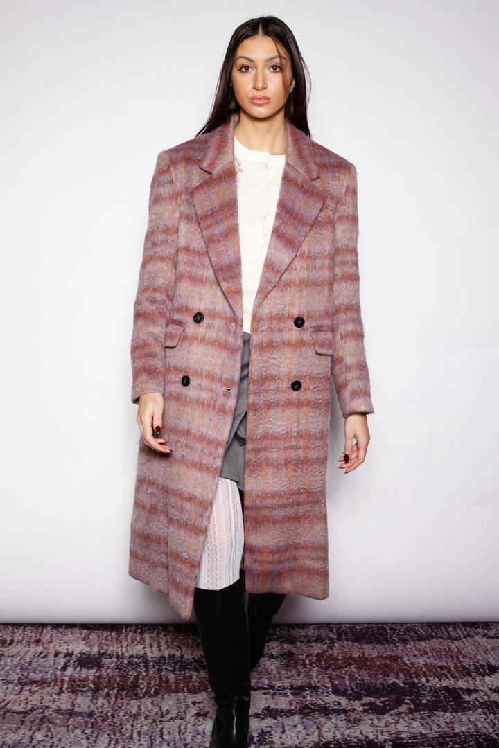 Heavy Wool Blush Red Plaid Coat