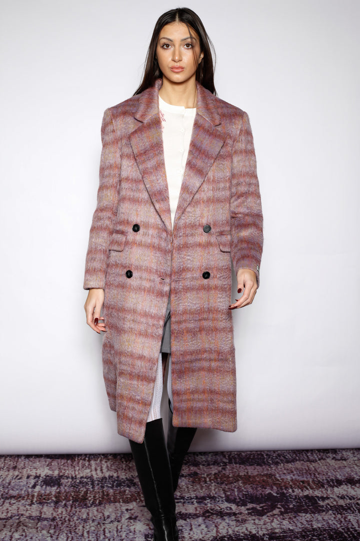 Heavy Wool Blush Red Plaid Coat