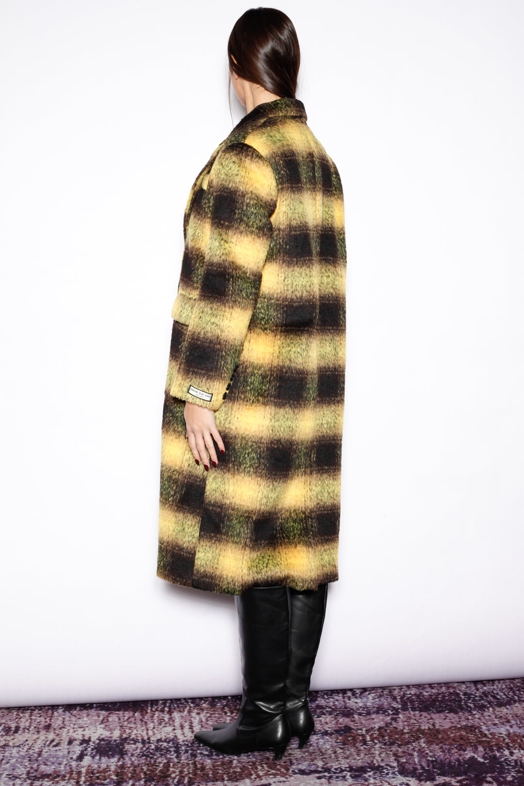 Heavy Wool Yellow Plaid Coat