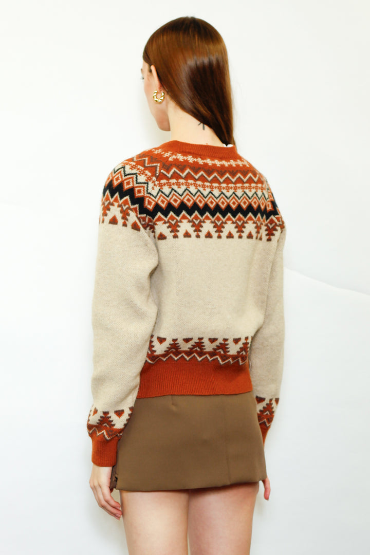Wool Orange Fair Isle Cardigan