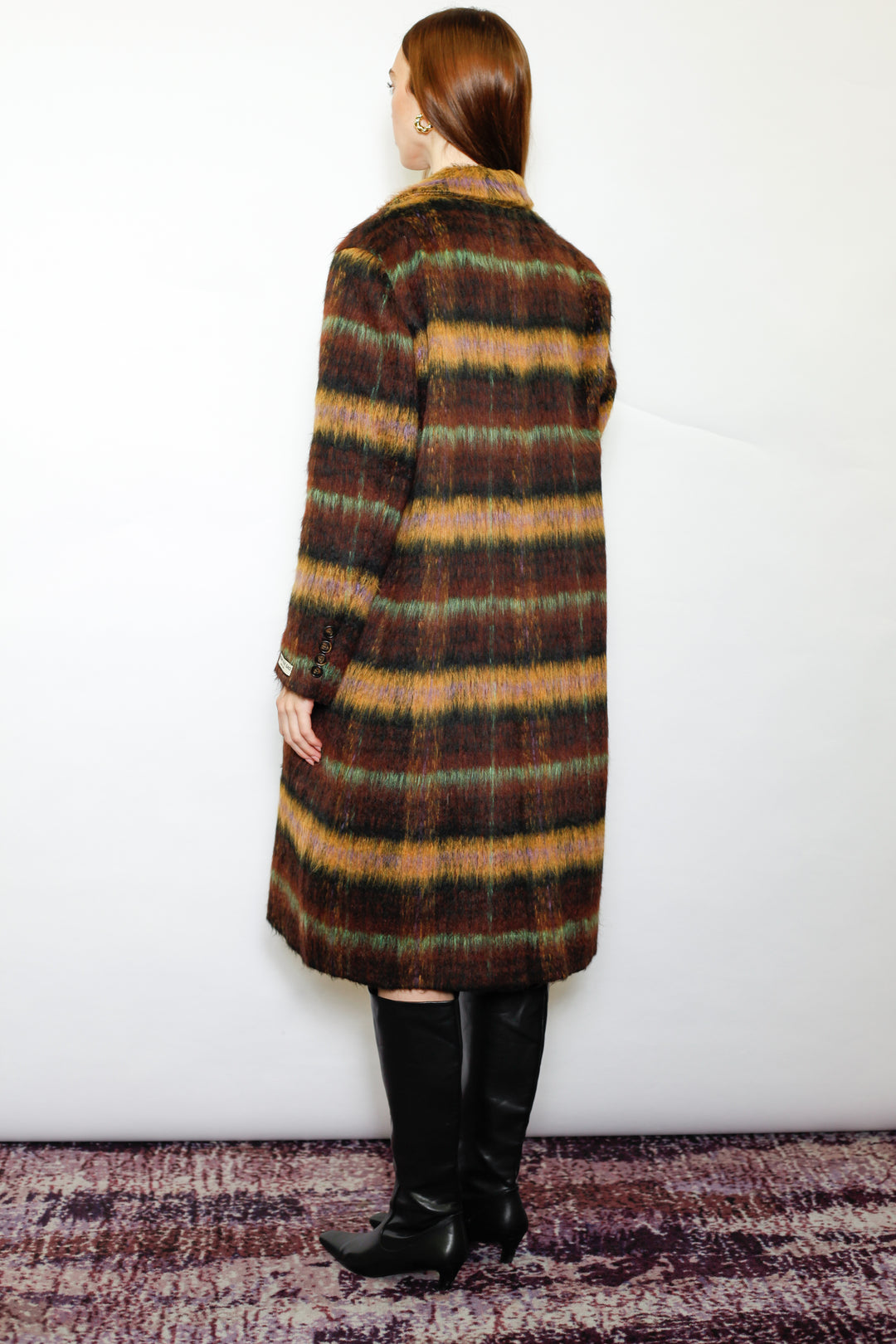 Heavy Wool Brown Plaid Coat