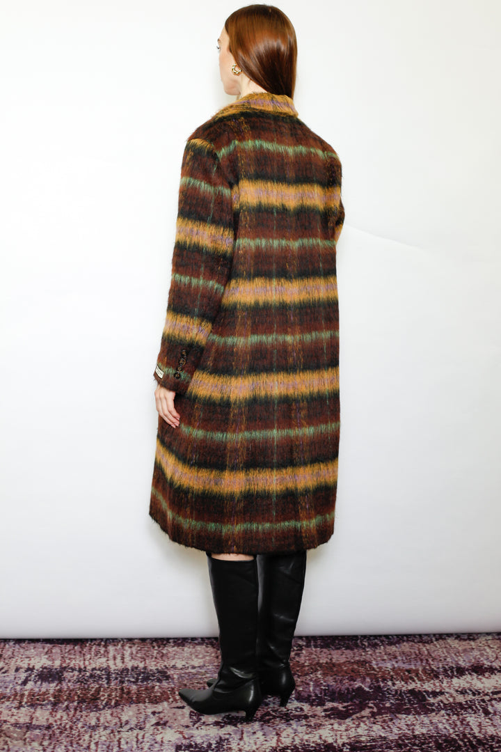 Heavy Wool Brown Plaid Coat