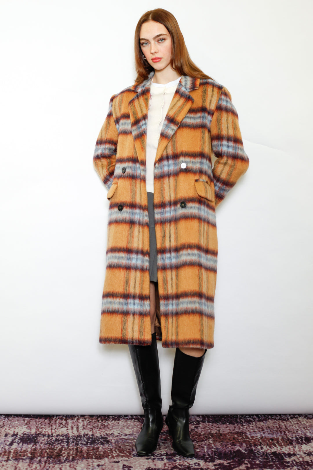 Snow Xue Gao Heavy Wool Camel Plaid Coat – SNOW XUE GAO
