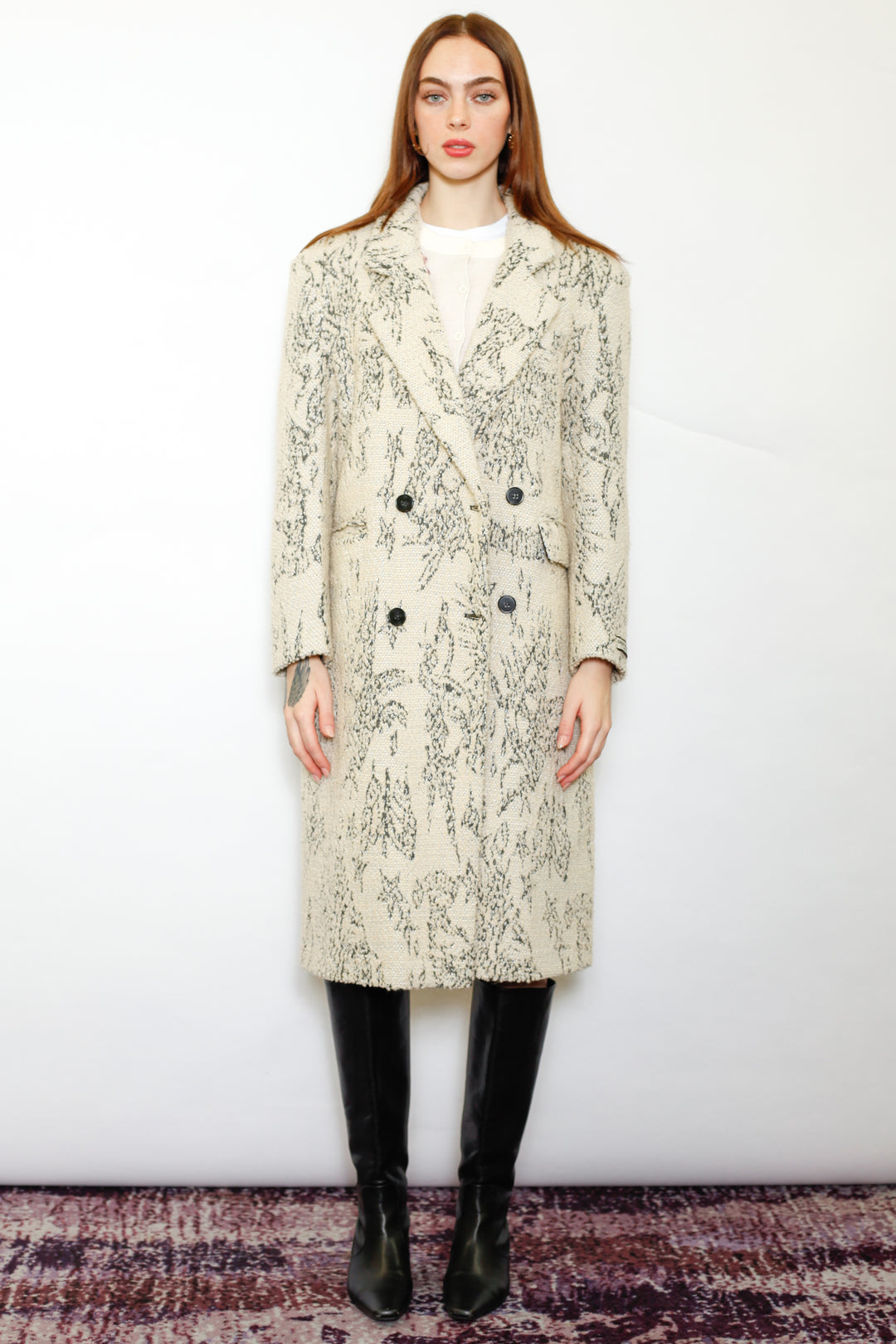 Wool Art Textured Beige Coat