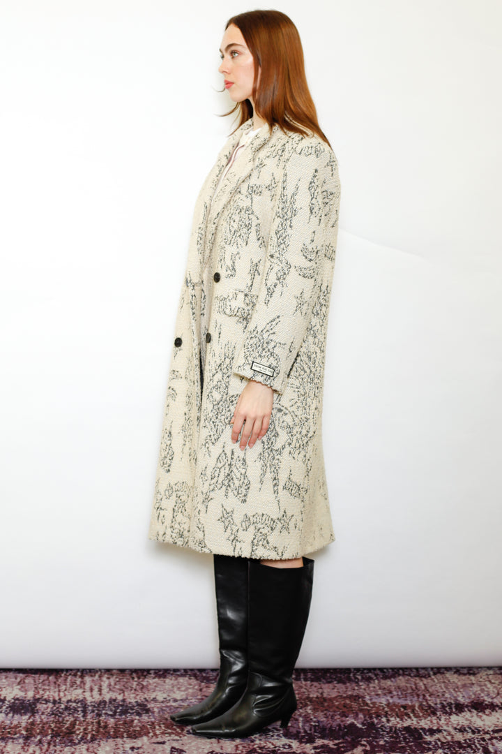 Wool Art Textured Beige Coat