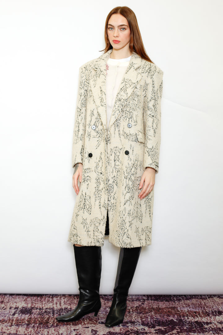 Wool Art Textured Beige Coat