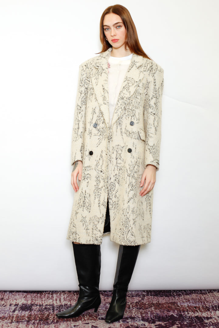 Wool Art Textured Beige Coat