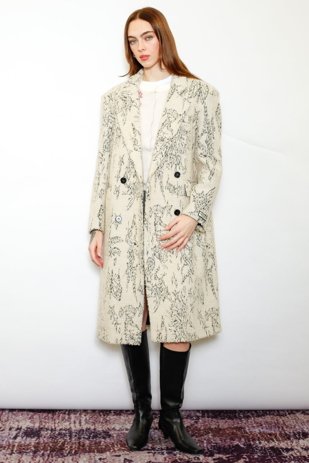 Wool Art Textured Beige Coat