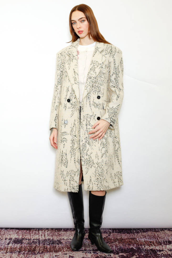 Wool Art Textured Beige Coat