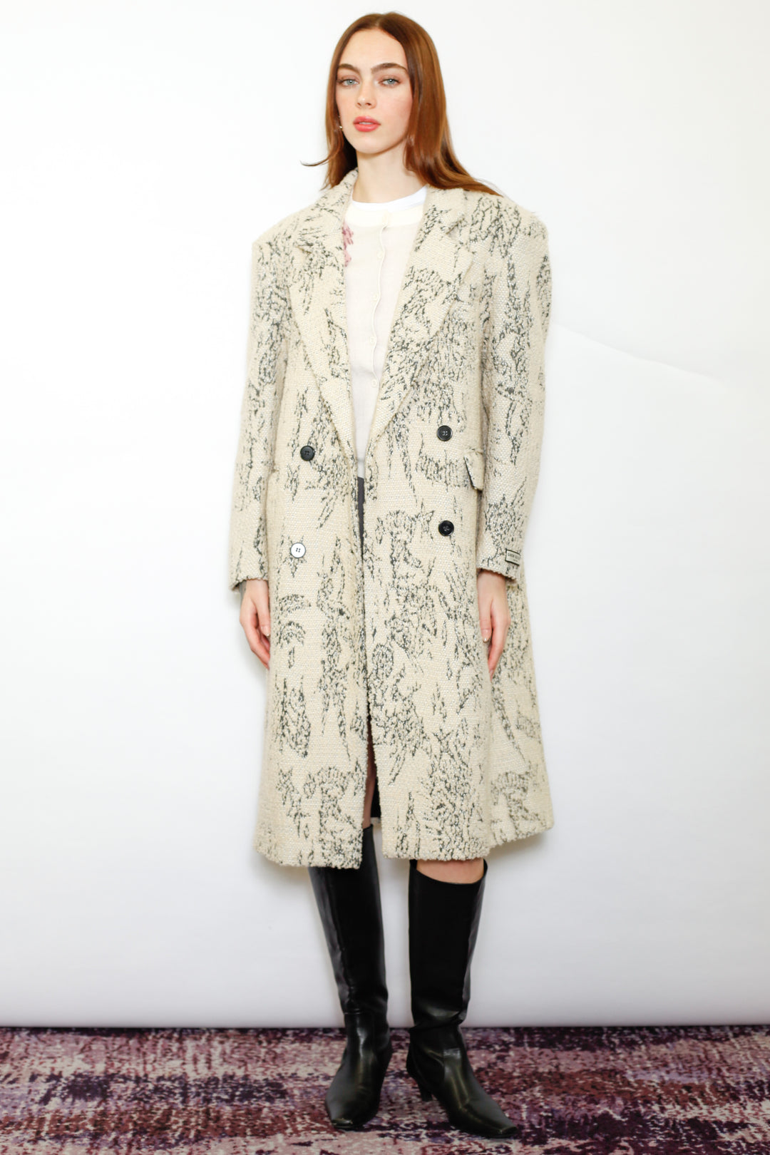 Wool Art Textured Beige Coat