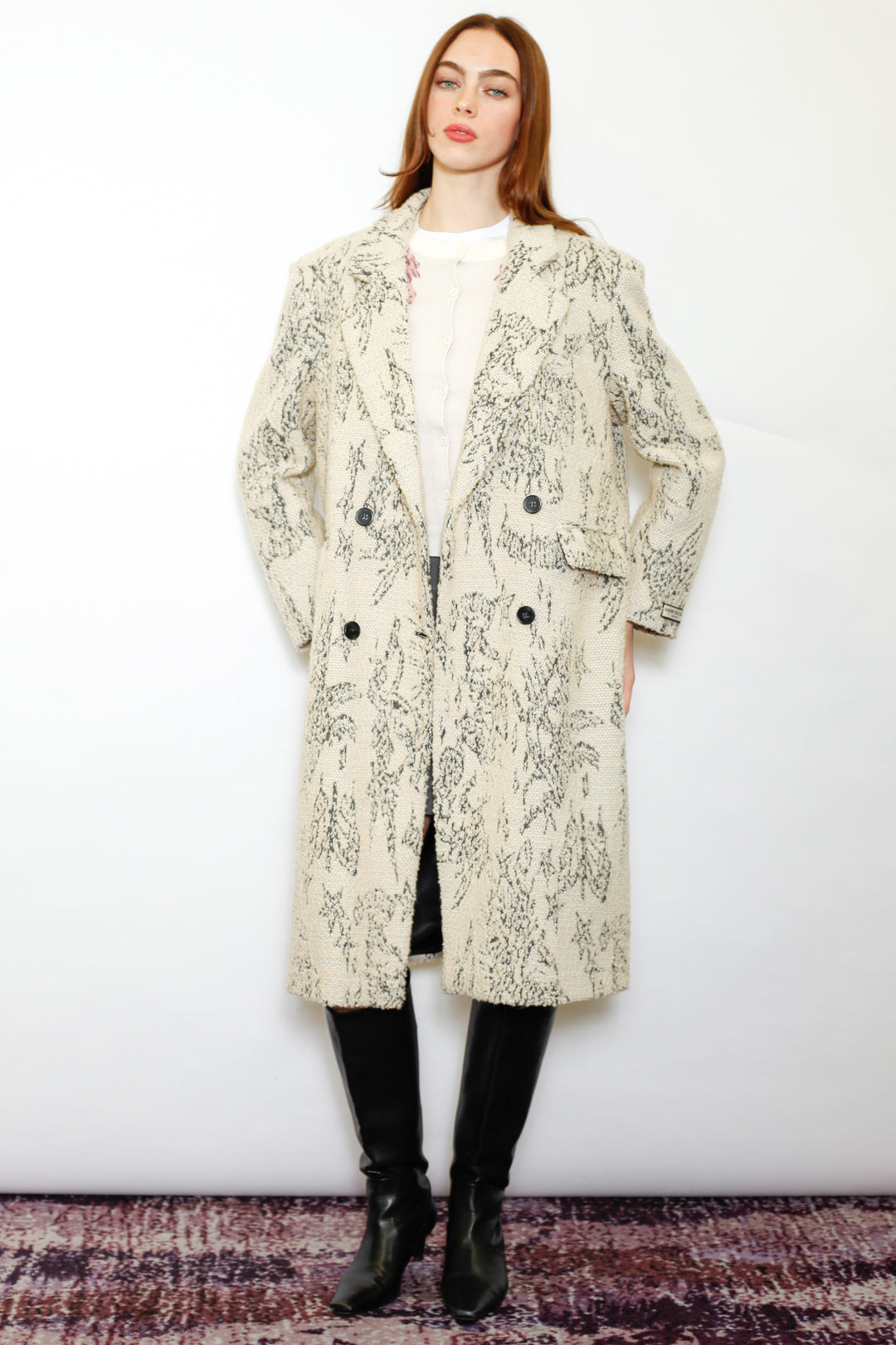 Wool Art Textured Beige Coat
