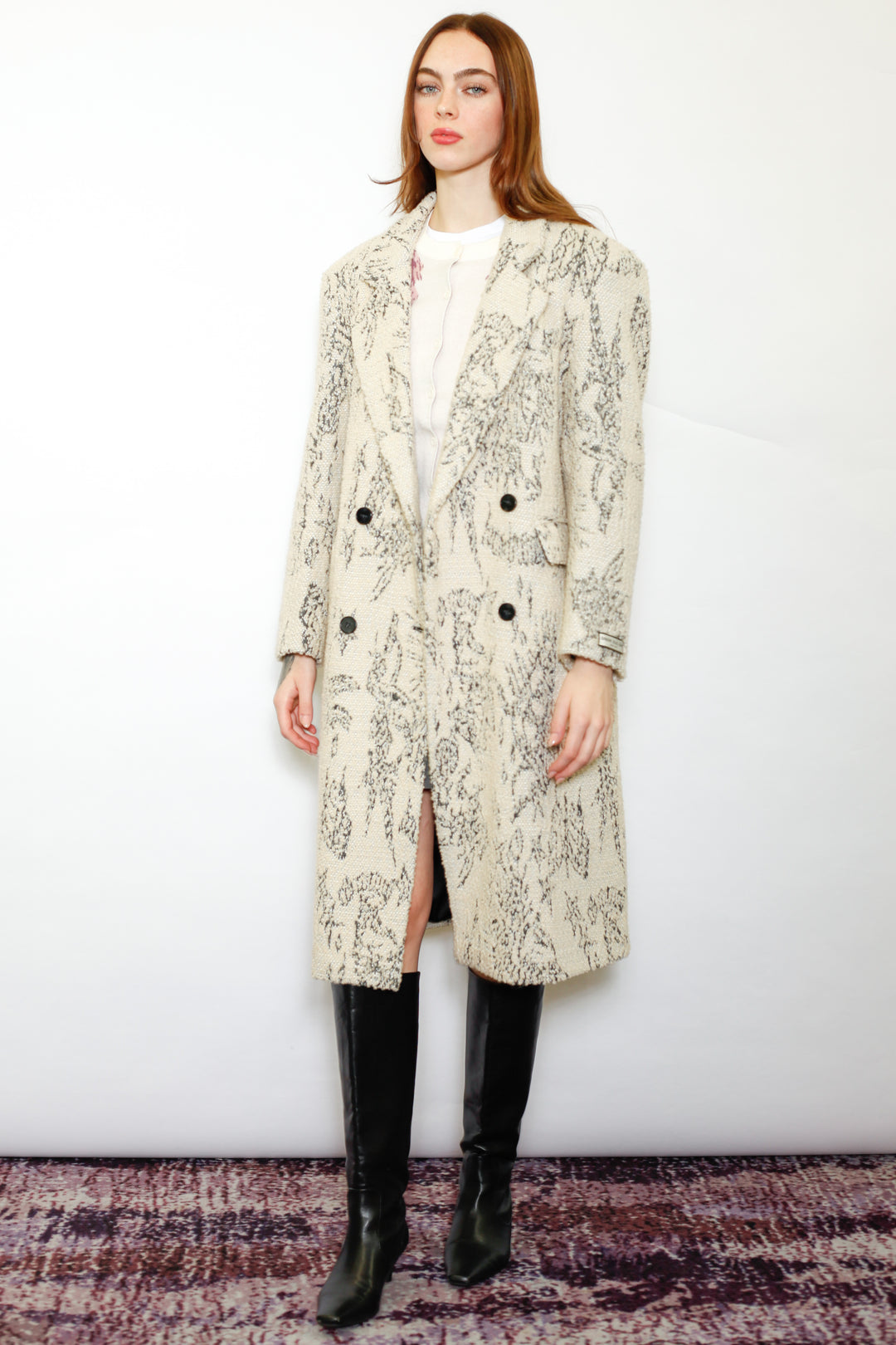 Wool Art Textured Beige Coat