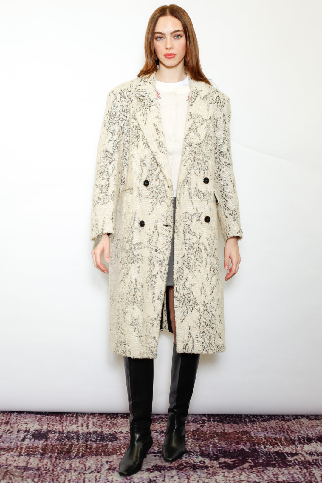 Wool Art Textured Beige Coat