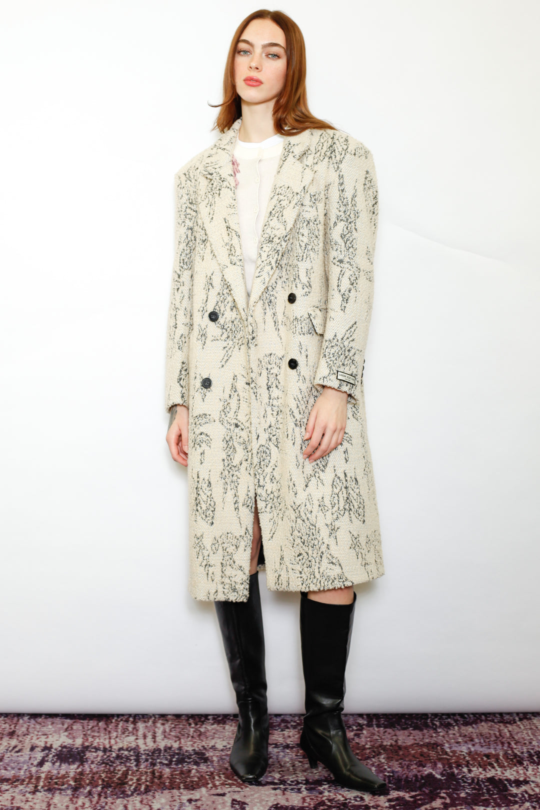 Wool Art Textured Beige Coat