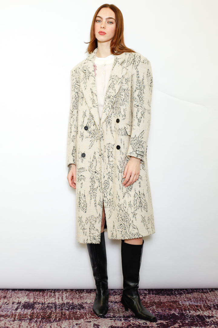 Wool Art Textured Beige Coat