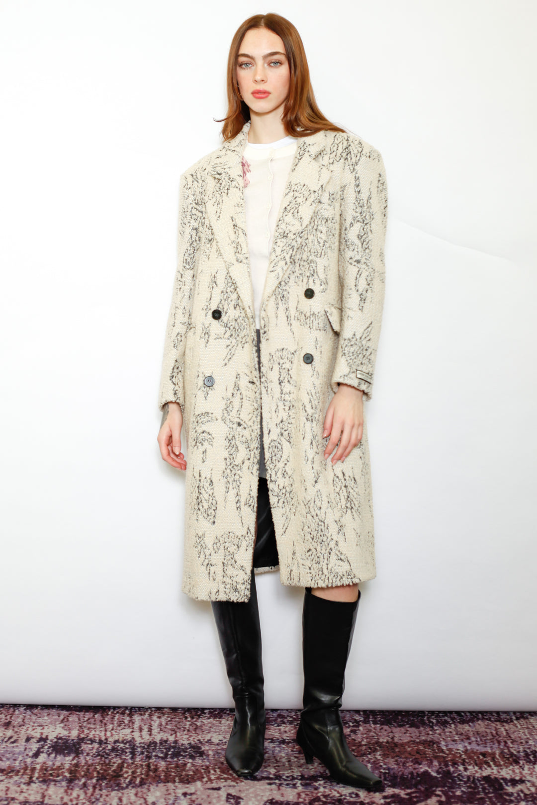 Wool Art Textured Beige Coat