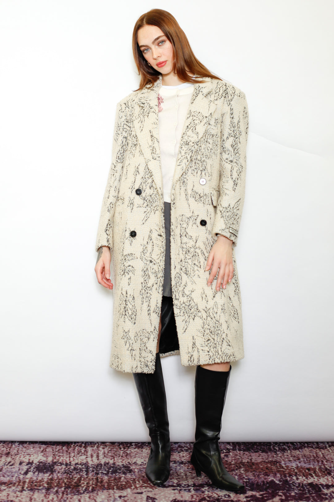 Wool Art Textured Beige Coat