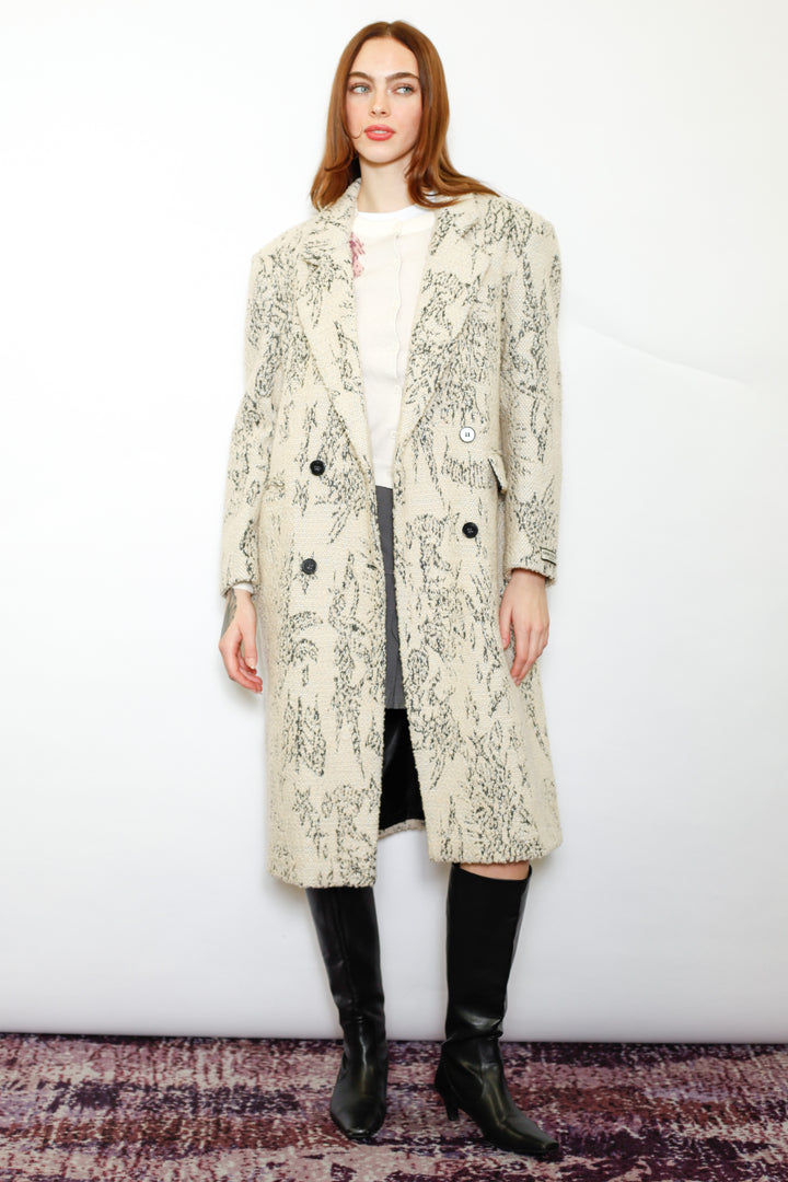 Wool Art Textured Beige Coat
