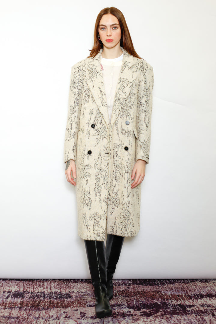 Wool Art Textured Beige Coat