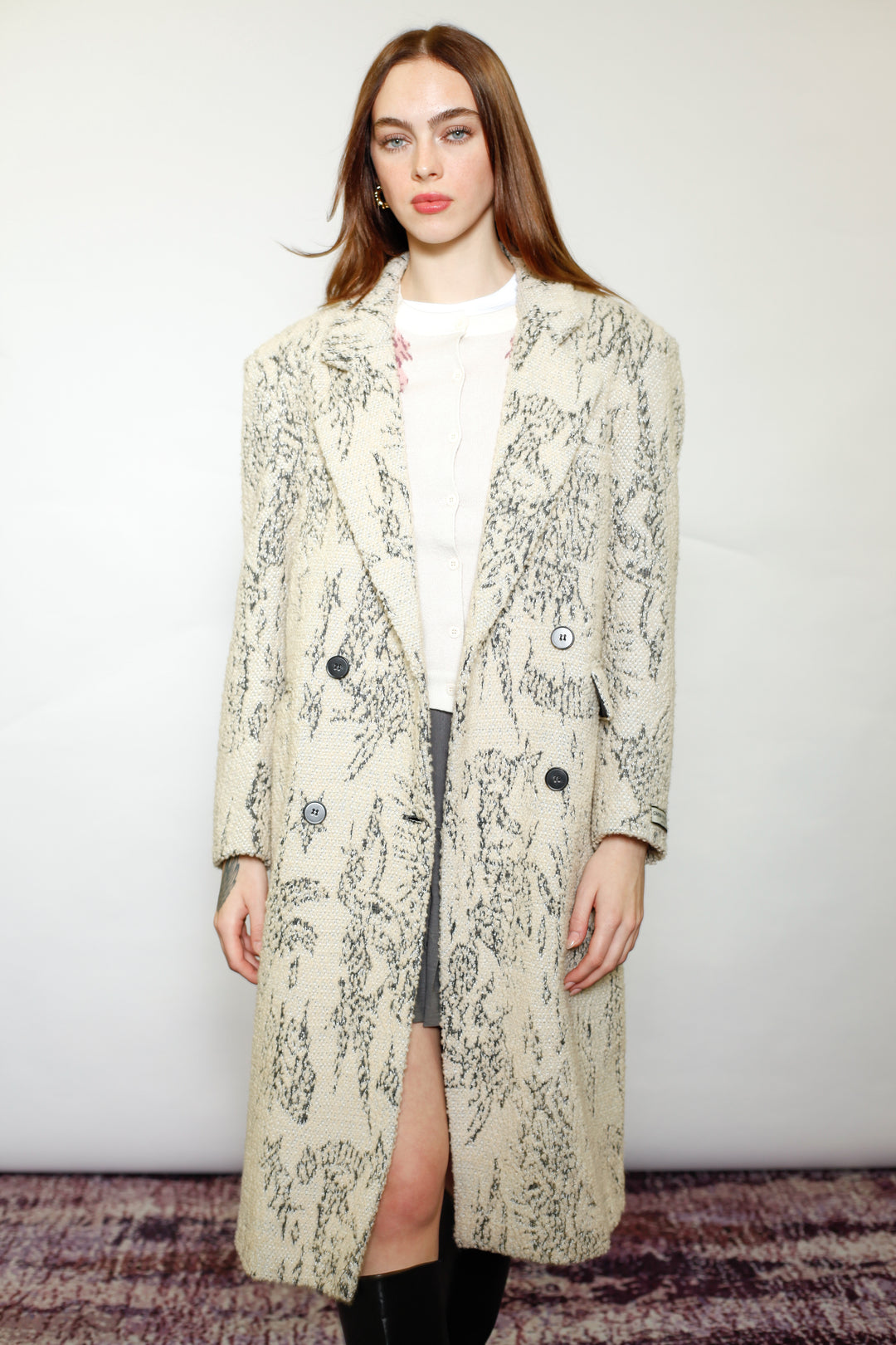 Wool Art Textured Beige Coat