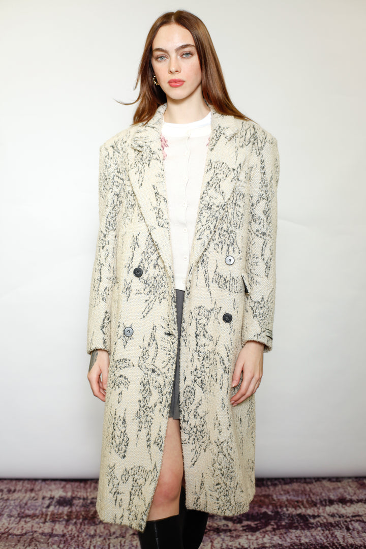 Wool Art Textured Beige Coat