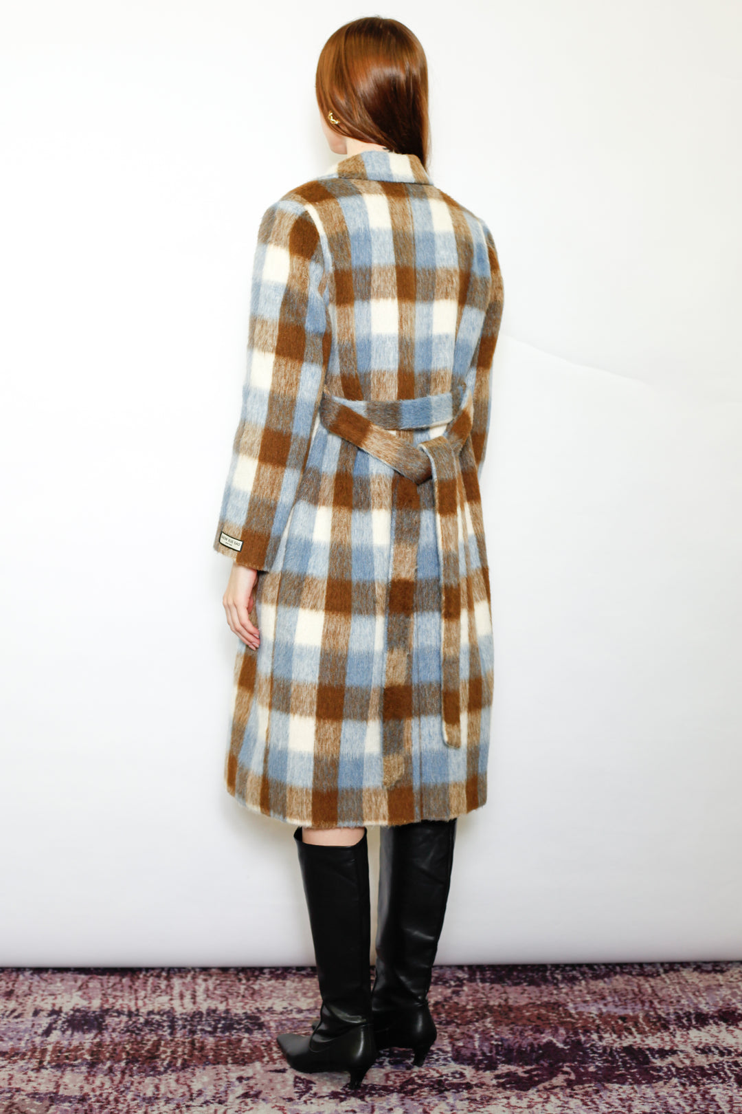 Heavy Wool Blue Brown Plaid Coat