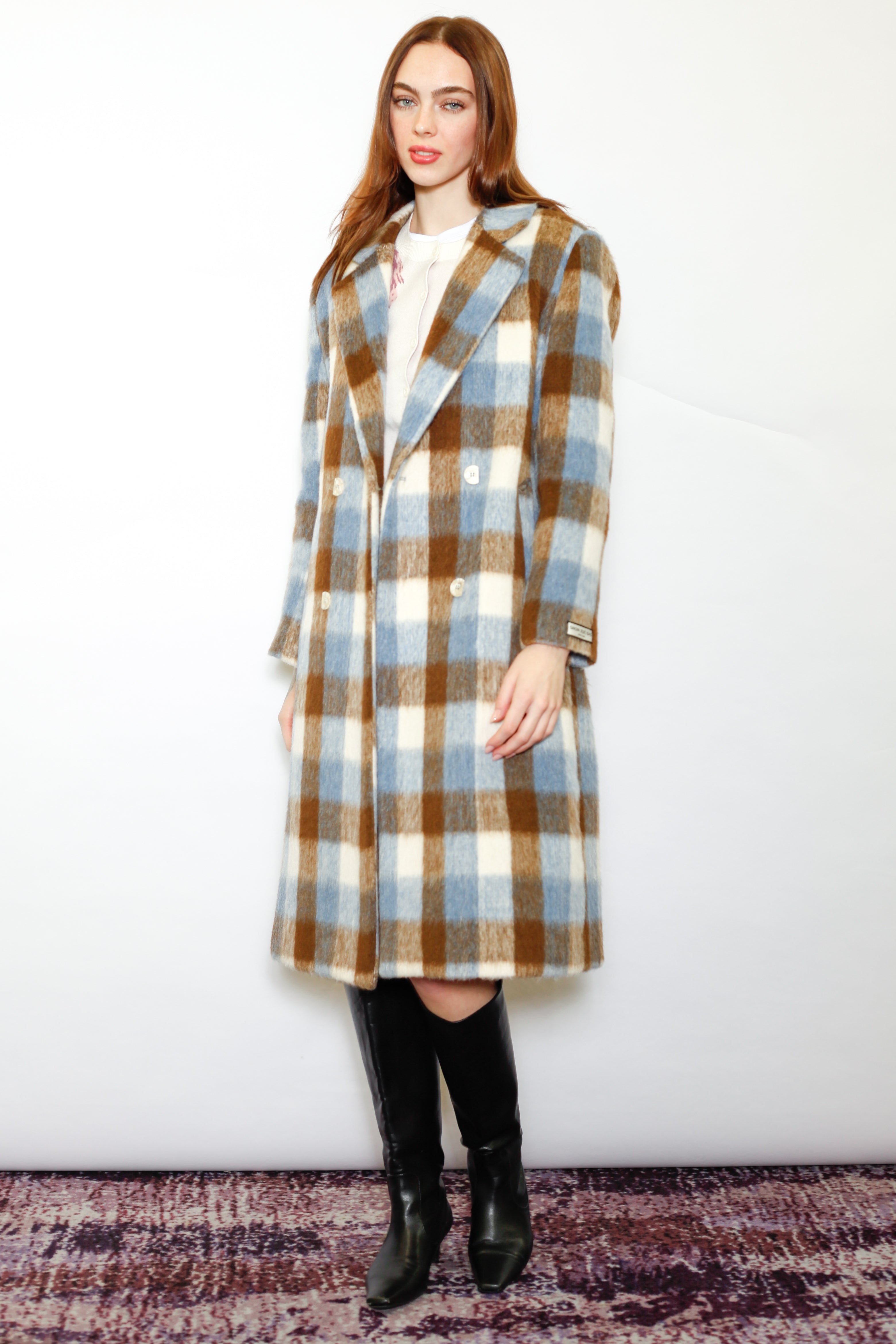 Snow Xue Gao Heavy Wool Blue Brown Plaid Coat – SNOW XUE GAO