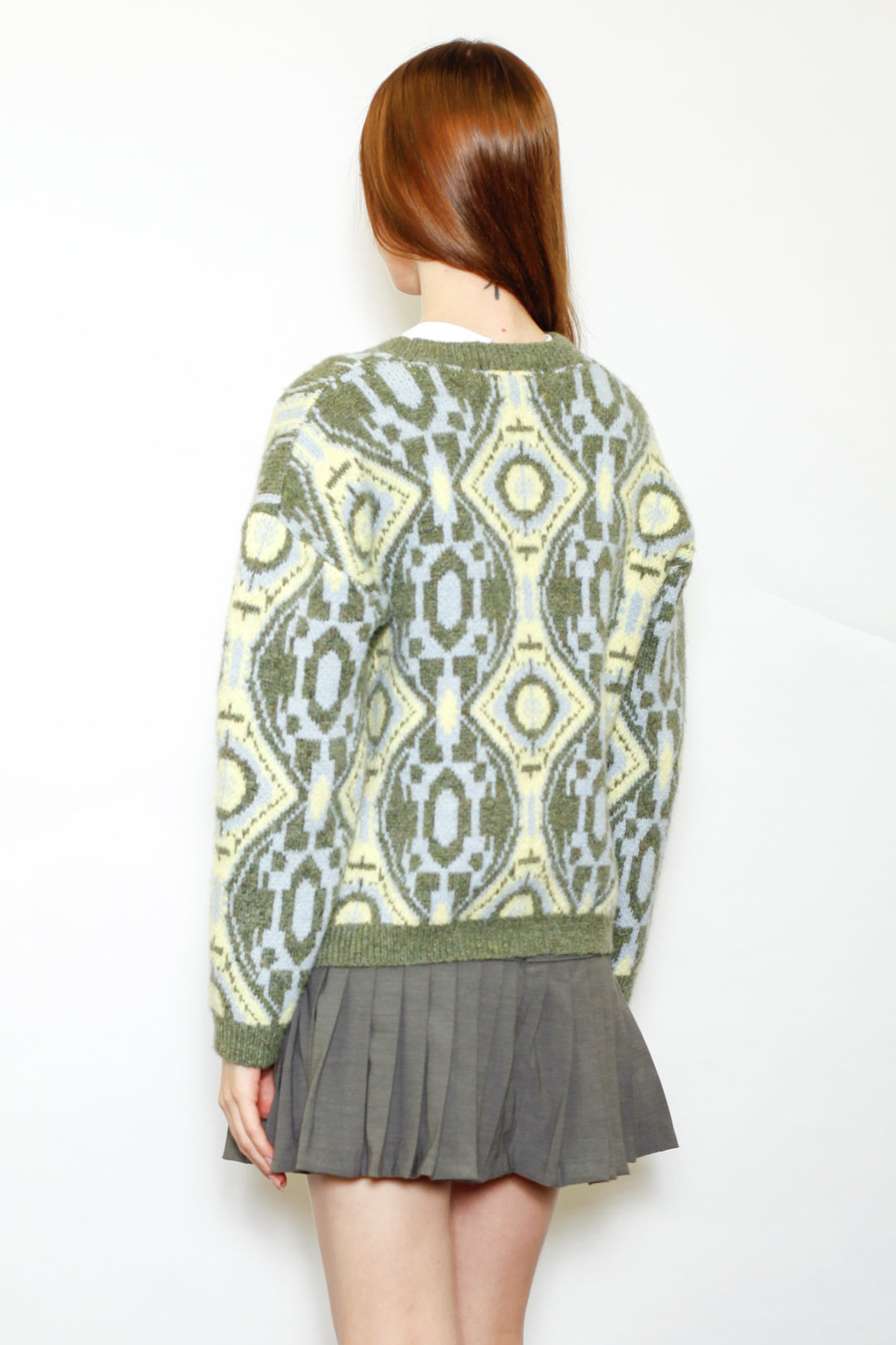 Wool Olive Geometric Sweater