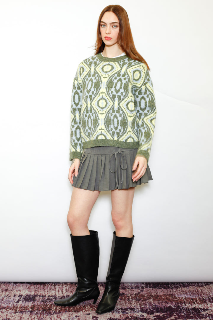 Wool Olive Geometric Sweater