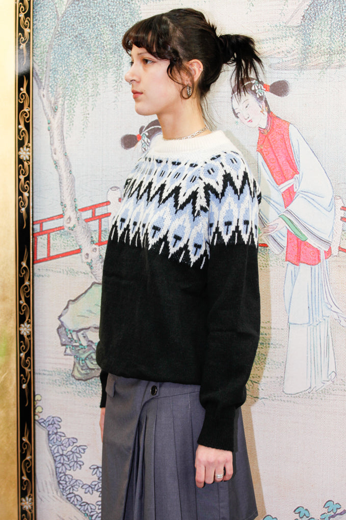 Black Blue Fair Isle Sweater