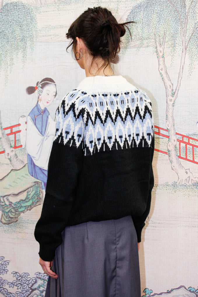 Black Blue Fair Isle Sweater