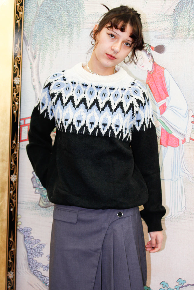 Black Blue Fair Isle Sweater