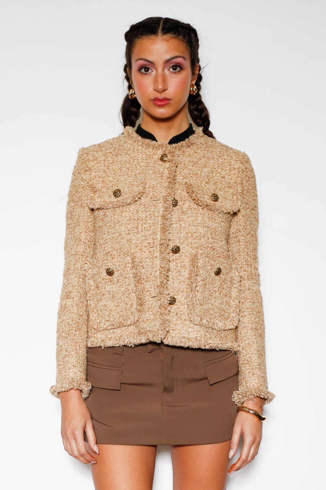Brown Wool Tweed Blazer