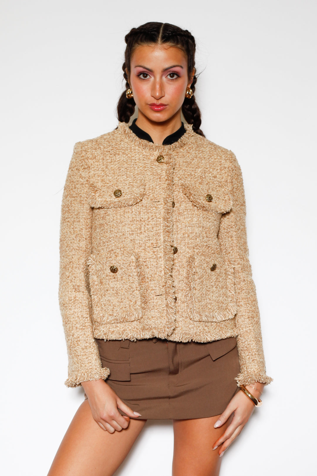 Brown Wool Tweed Blazer