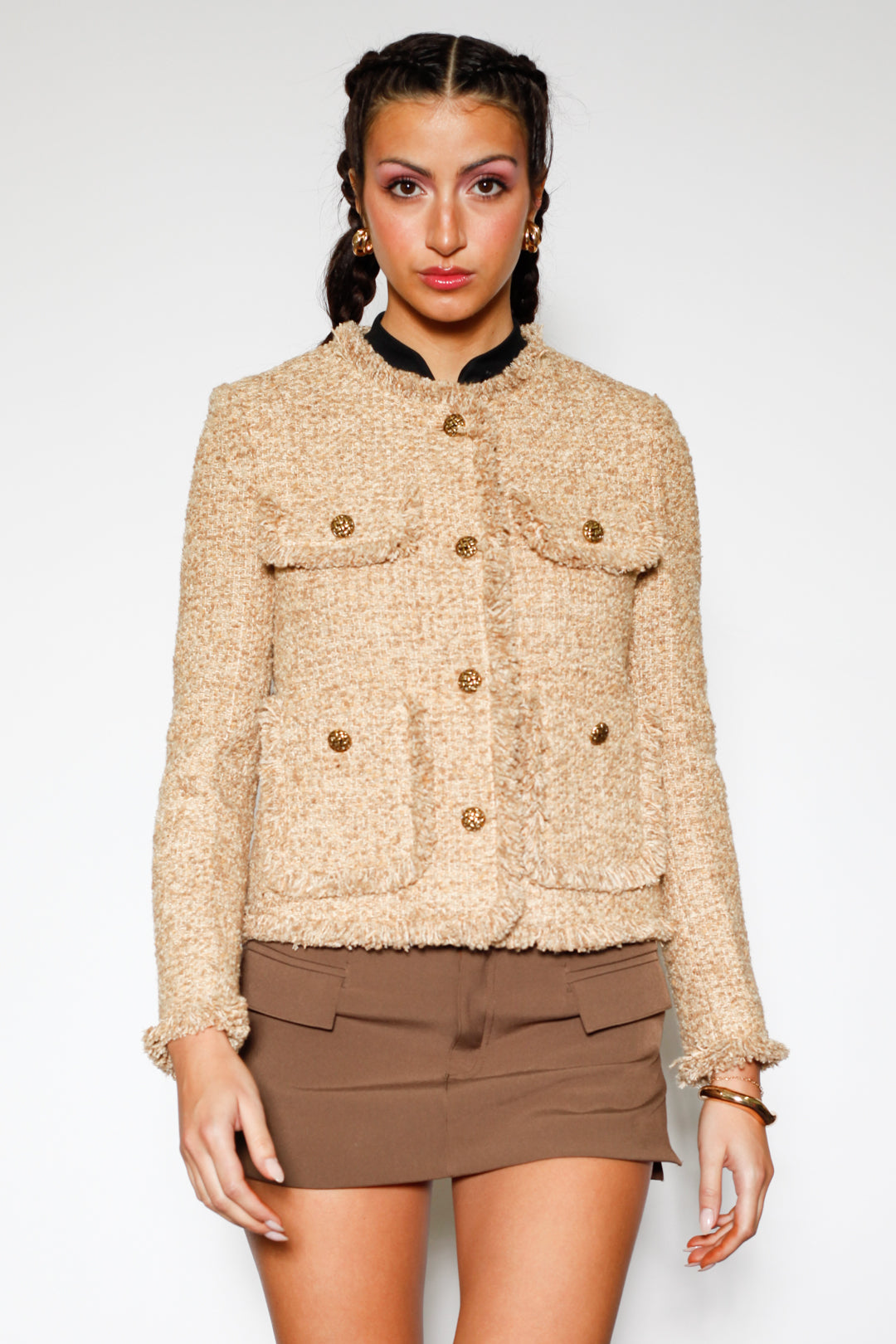 Brown Wool Tweed Blazer