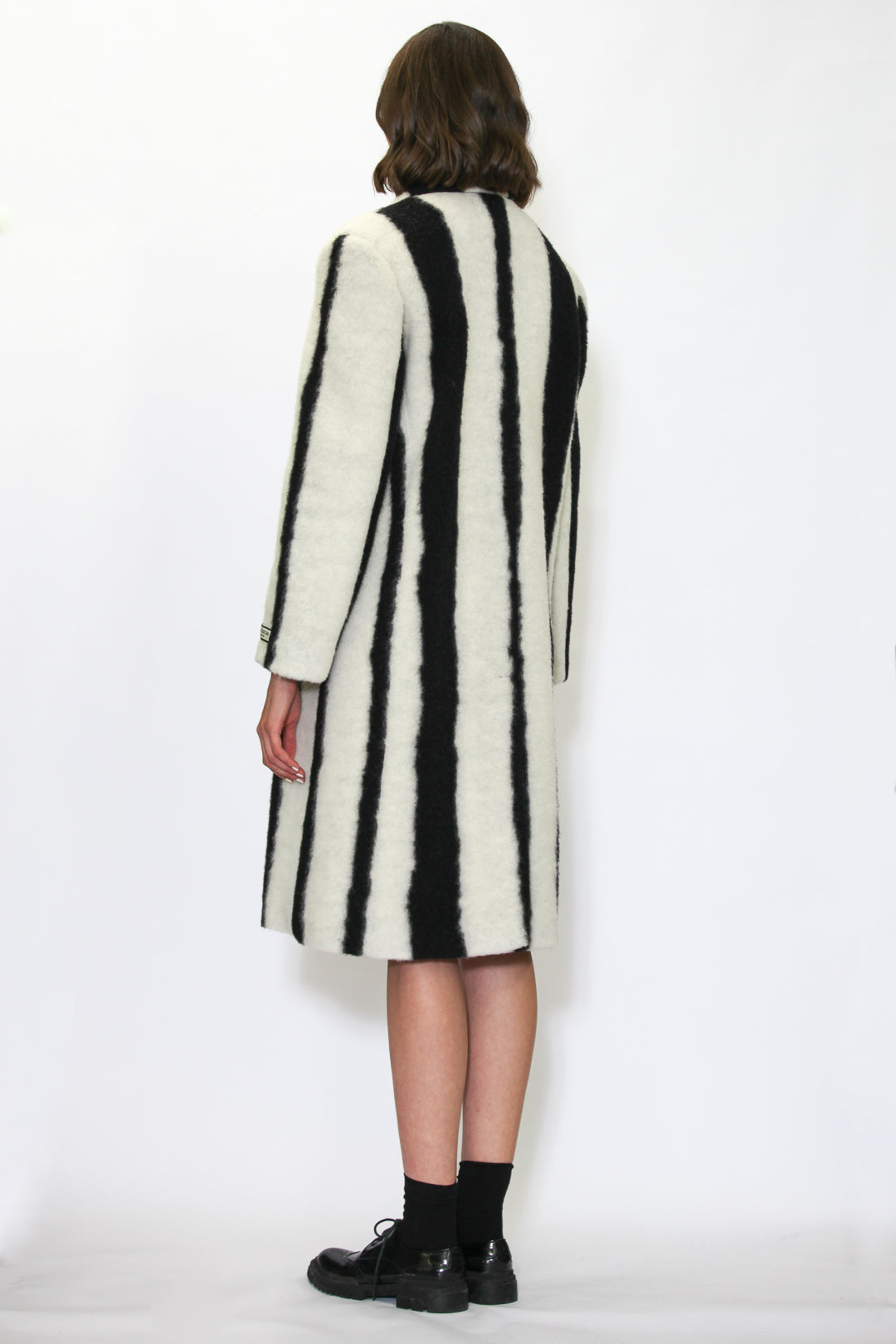 Heavy Wool Black and White Stripe Coat