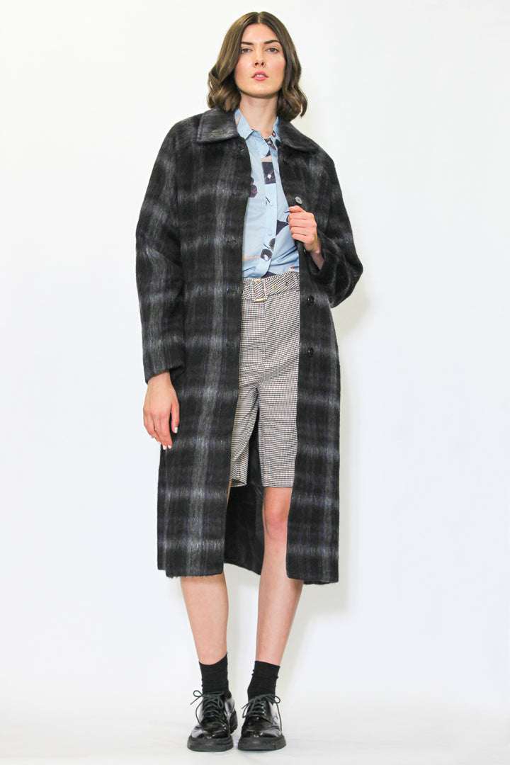 Heavy Wool Midnight Plaid Coat