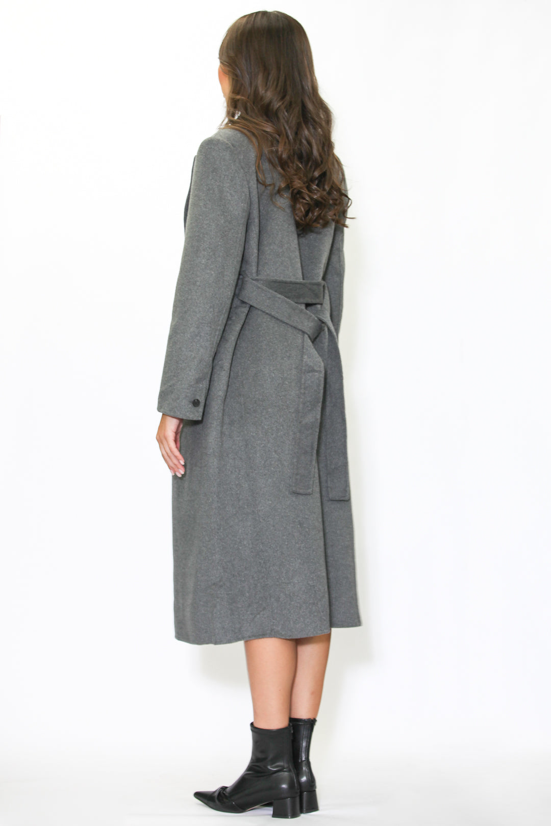 Double-Sided Wool Grey Wrap Coat