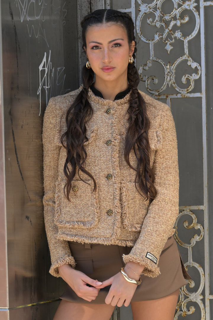 Brown Wool Tweed Blazer