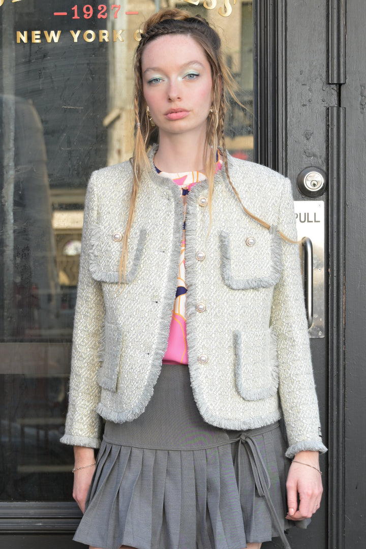 Grey Wool Tweed Blazer