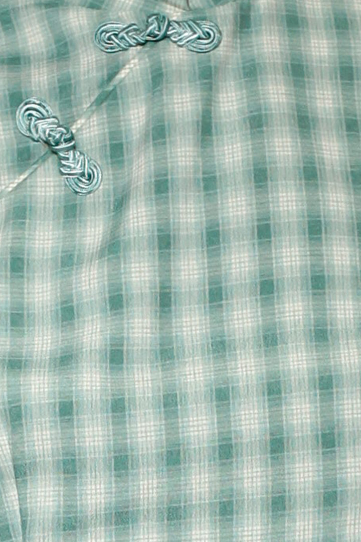 Cotton Poplin Plaid Qipao Dress