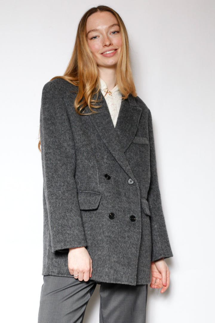 Merino Wool Dark Grey Tailored Blazer