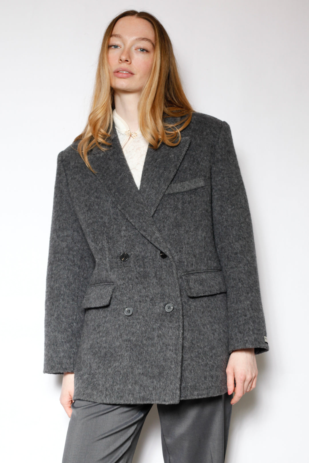 Merino Wool Dark Grey Tailored Blazer