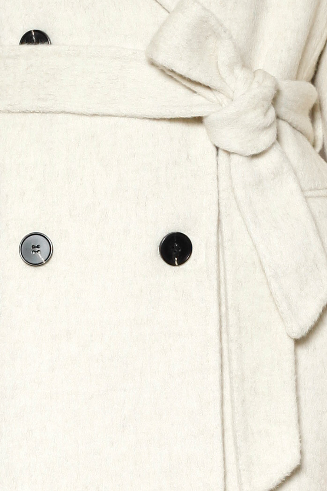 100% Merino Wool White Tailored Belted Coat