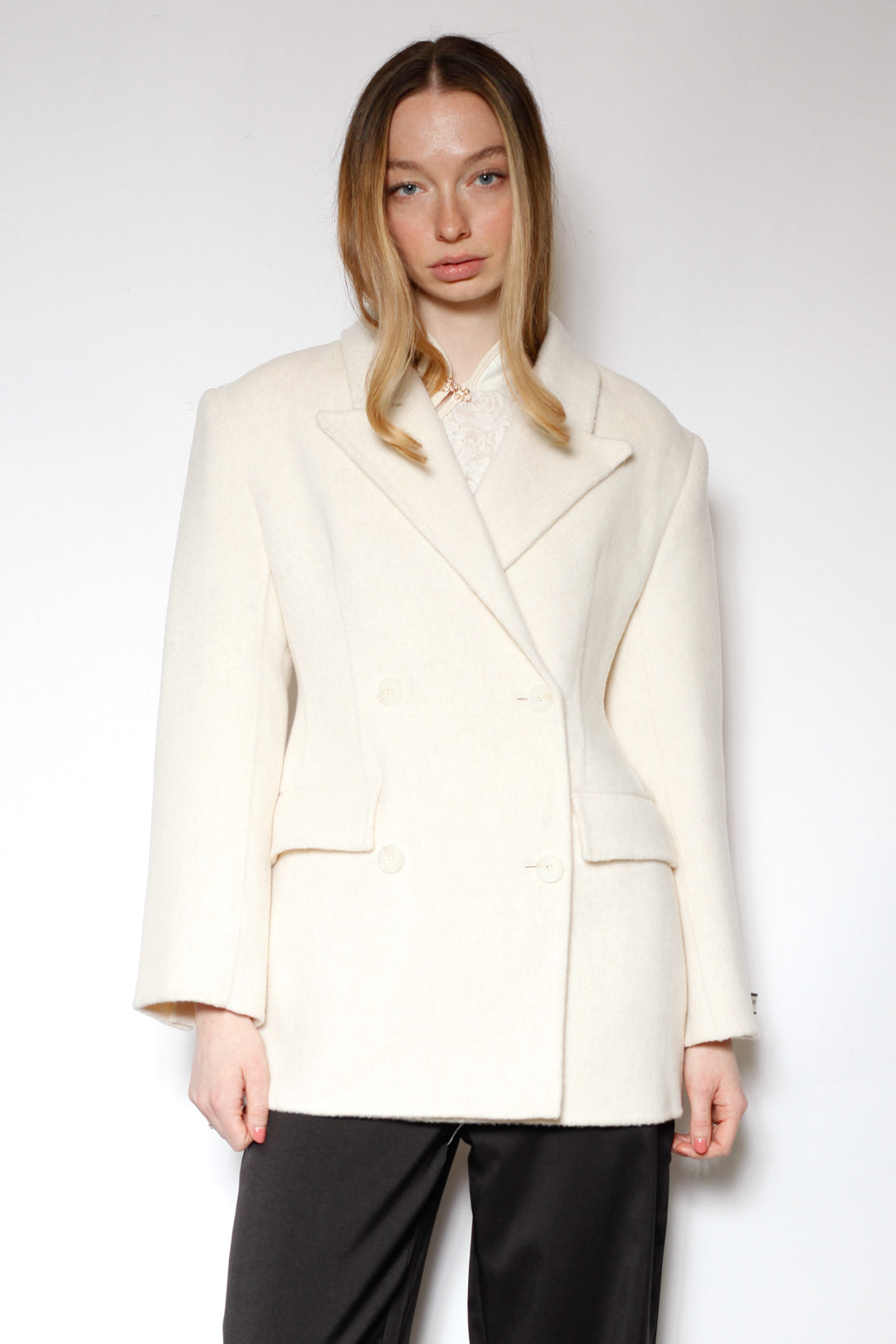 Merino Wool White Tailored Blazer