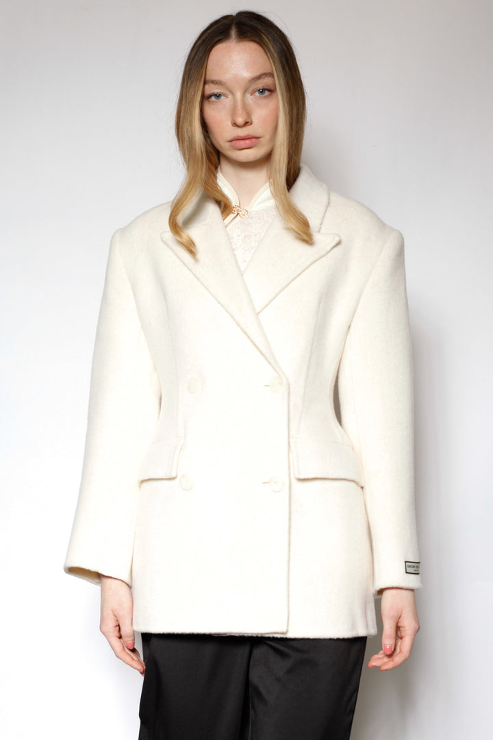 Merino Wool White Tailored Blazer